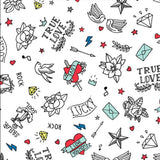 Retro True Love Tattoo Liberty Rock Queen Novelty Excellent Quality 100% Cotton Fabric Craft Sewing Clothes Extra Wide Per Large Fat Quarter